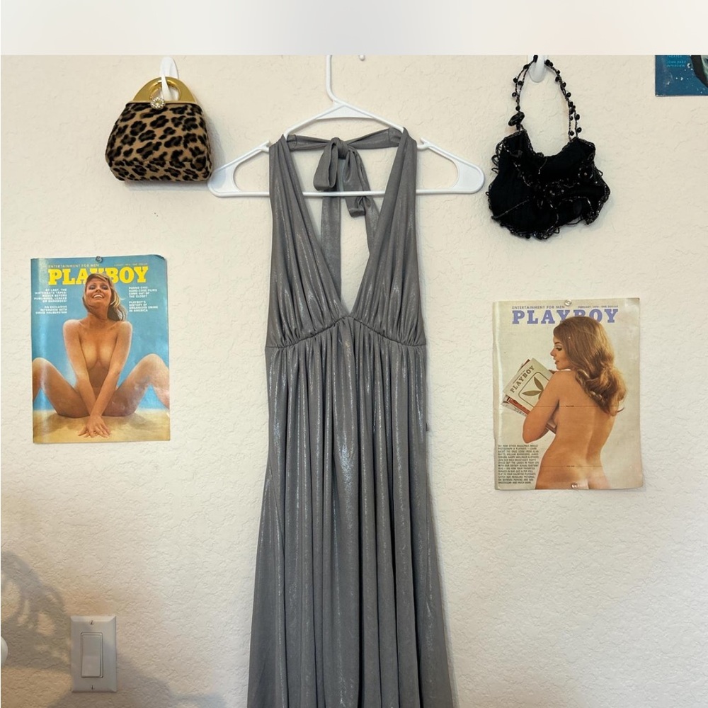 ❌SOLD❌Paris Hilton Shimmering Gray Dress